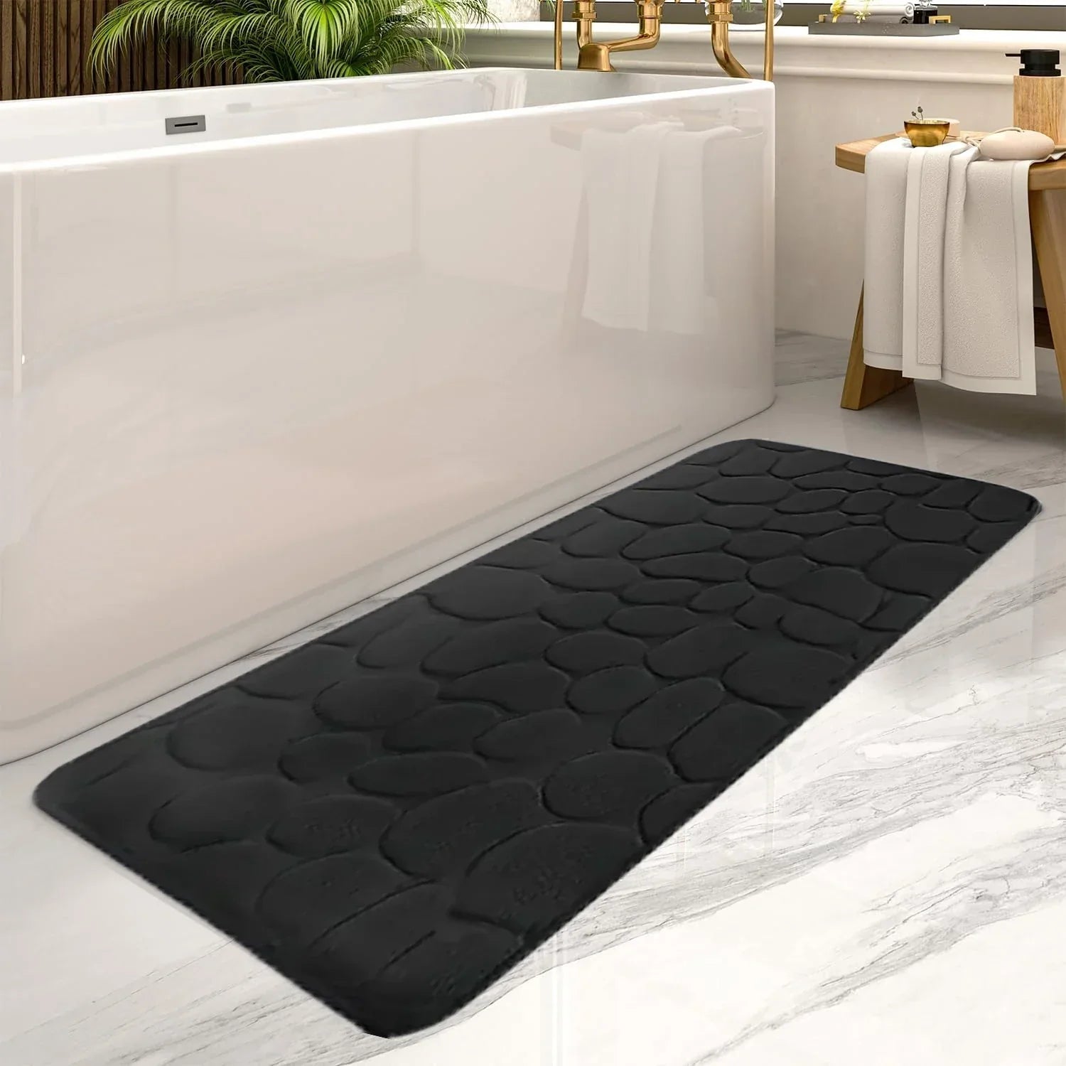 Product Image for WasserBlitz | Hochsaugfähiger Badteppich, Schwarz / 60cm x 160cm