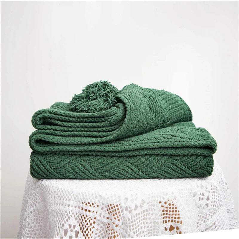 Product Image for Frendorf | HeartKnit Kuscheldecke aus Chenille | Strickdesign | Für Bett & Sofa | Weich & Gemütlich, Grün Stil fünf / 130cm x 160cm