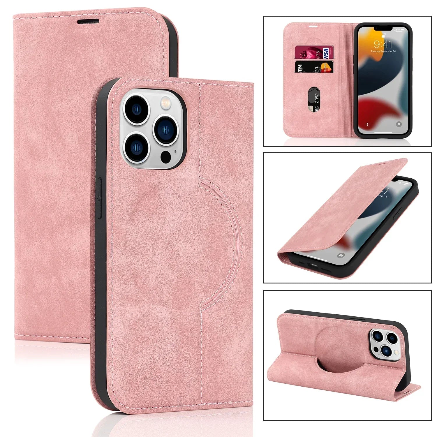 Product Image for Frendorf | Magnetische Wallet Hülle MagSafe Wireless Charging- iPhone, Rosa / iPhone 12 Mini