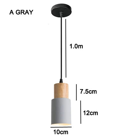 Product Image for Nordische LED-Pendelleuchten aus Metall und Holz - Moderne Hängelampen für Esszimmer und Küche, A-Gray