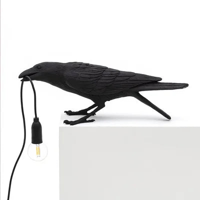 Product Image for Frendorf | Moderne Lucky Bird Tischlampe – Kreatives Harz Tierdesign für Schlafzimmer und Wohnzimmer, Schwarz sitzend / EU-Stecker