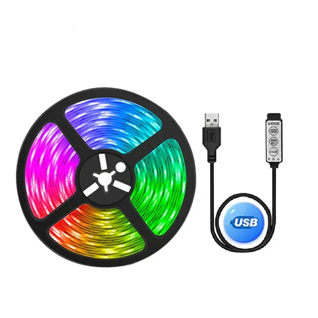 Product Image for USB RGB 5050 LED Streifen Lichter mit Bluetooth & App Steuerung für Raum & TV Hintergrundbeleuchtung Dekor, 3Key-Controller / 25M