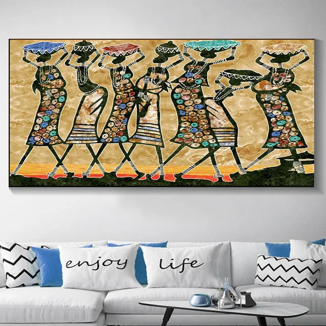 Product Image for Große Größen Abstrakte Afrikanische Frau Leinwandmalerei, 7 / 40x80cm Ungefertigt