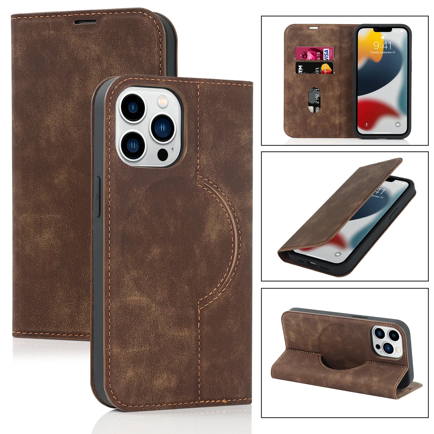 Product Image for Frendorf | Magnetische Wallet Hülle MagSafe Wireless Charging- iPhone, Braun / iPhone 13 Mini