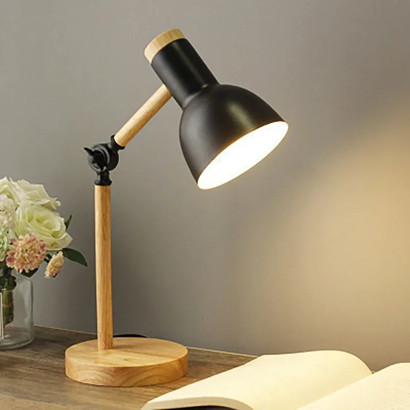 Product Image for Farbige Holz Tischlampe, Schwarz / Kaltes Weiß / UK -Plug
