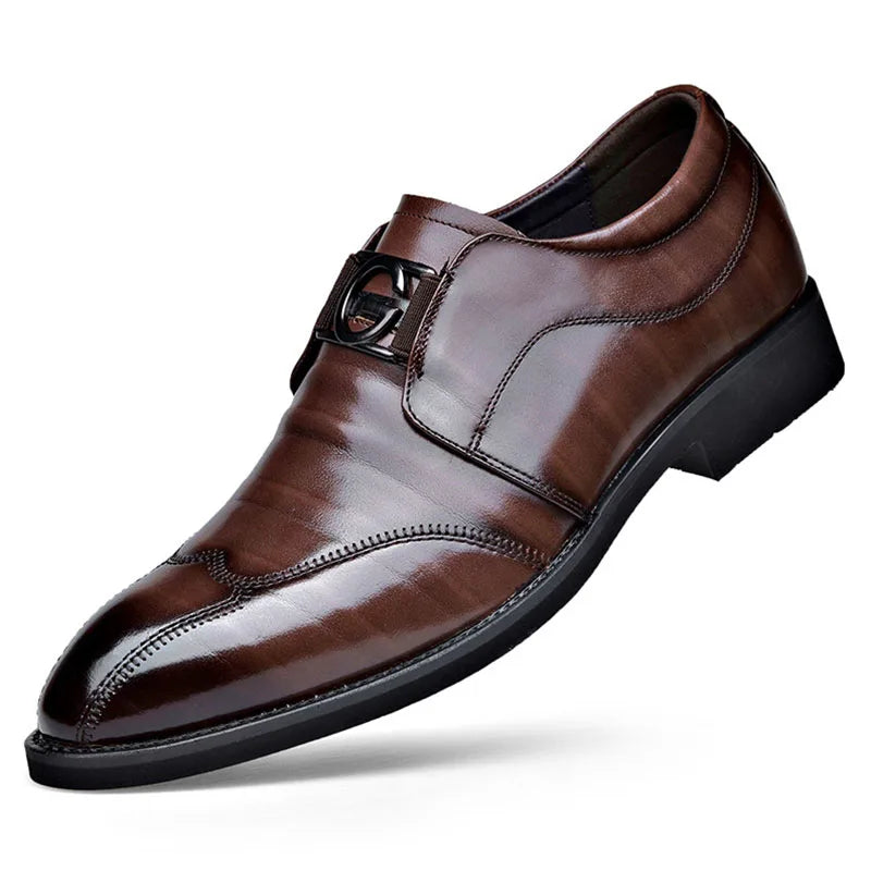 Product Image for Frendorf | Herren Leder Schuhe Stilvolle Herren Schuhe Spitz Oxford Hochzeit Leder Herren Dress Schuhe Gentleman Büro Mann Schuh, Braun / 48