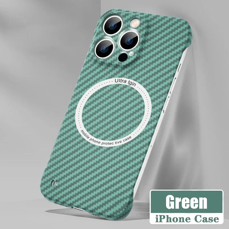Product Image for Frendorf | Ultra dünnes Carbonfaser-Magnetgehäuse für iPhone 16 15 ProMax 14 Plus 13 12 11 Pro Max Magsafe Wireless Charging rahmenloses Cover, 