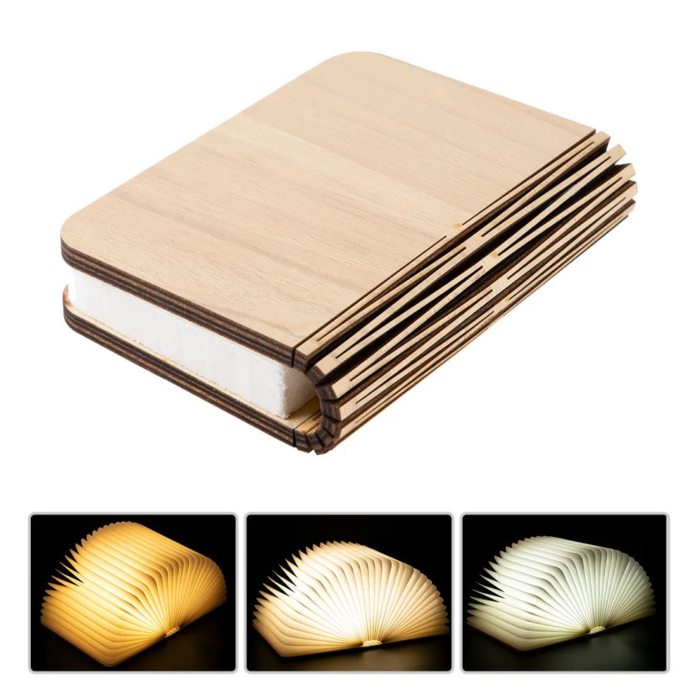 Product Image for Frendorf | BookLuma LED Buchlampe | Faltbares Stimmungslicht | Kabelloses Design | Dekorative Tischleuchte, Dunkles Holz / M - 15 x 11 cm