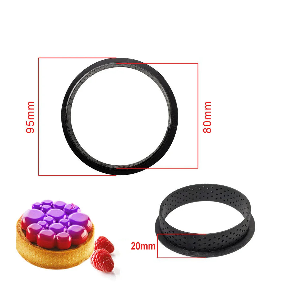 Product Image for DIY Tarte Ring Set: Perforierte Kuchenform für französische Desserts - Mousse Kreis Ausstecher, Backdekorationswerkzeuge - Erhältlich in 4 Stück, 6 