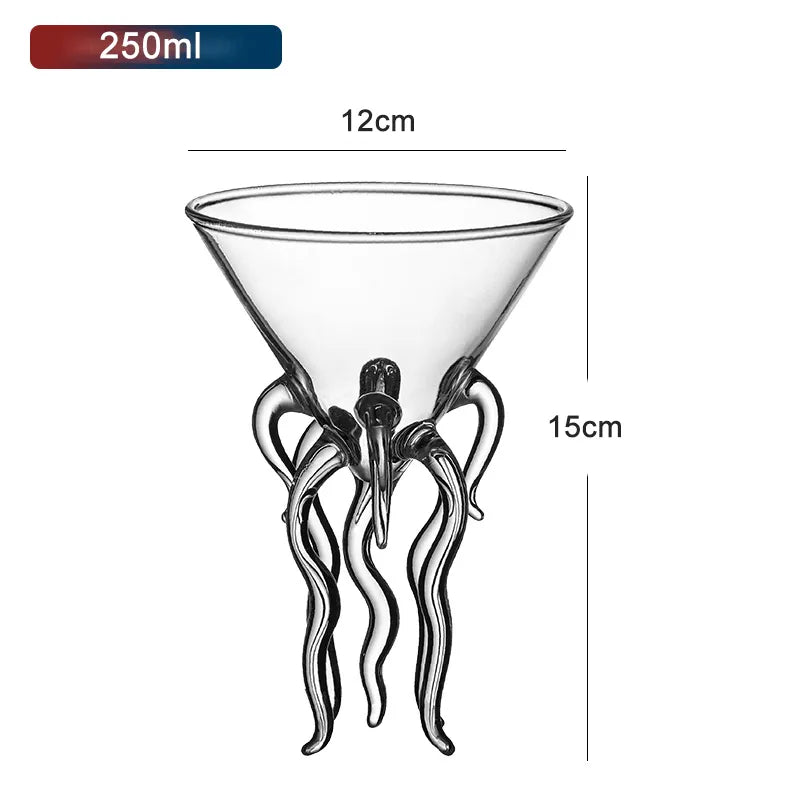 Product Image for Kreatives Kugelfisch-Oktopus-Schwan-Vogel-Cocktailglas Transparentes Trinkglas mit Strohhalm Wein Saftbecher für Party Bar Nachtclub, Octopus A / Wie 