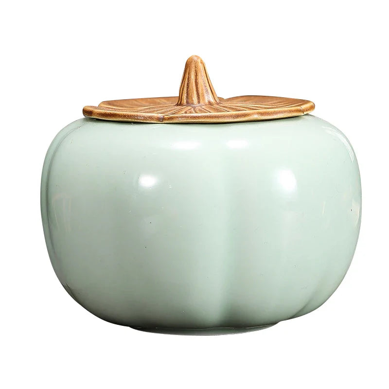 Product Image for Ceramic Tea Canister, Portable Moisture Resistant Sealed Canister, Persimmon and Cucumber Type Ashtray Jar, Cucumber Pot