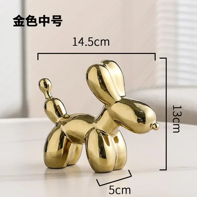 Product Image for Nordic Keramik Ballon Hund Skulptur Gold Tier Dekorationen Statue Wohnzimmer Ornamente Kreative Desktop Ornament Wohnkultur, Medium Gold