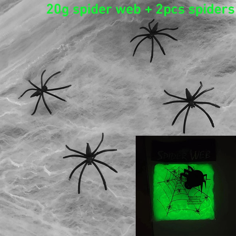 Product Image for Frendorf | CreepyWeb Dehnbares Spinnennetz | Künstliche Halloween-Dekoration | Gruselige Party-Requisiten & Horrorhaus-Deko, 20 g Netz, 2 Stück Spinne