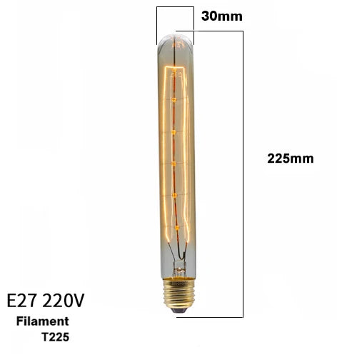 Product Image for Dimmbar Edison Glühbirne (40W, E27 Sockel) - Vintage Stil Fadenlampe für Retro-Beleuchtung Vintage Edison Lampe Retro Licht, T225 Filament