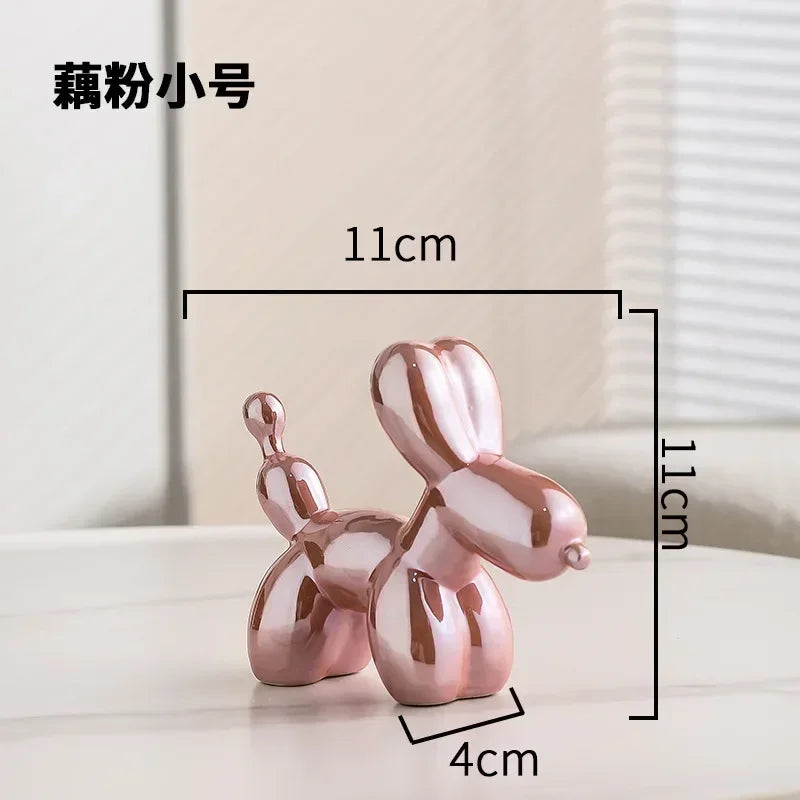 Product Image for Nordic Keramik Ballon Hund Skulptur Gold Tier Dekorationen Statue Wohnzimmer Ornamente Kreative Desktop Ornament Wohnkultur, Small-Pink