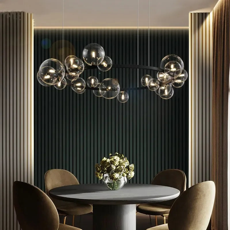 Product Image for Moderne kreative Metall-Kronleuchter-Beleuchtung: 7/10 klare Glasblasen, langes rundes Design mit G9 Lichtfassung, G9-Glühbirne / AC 90-240V / Warmes 
