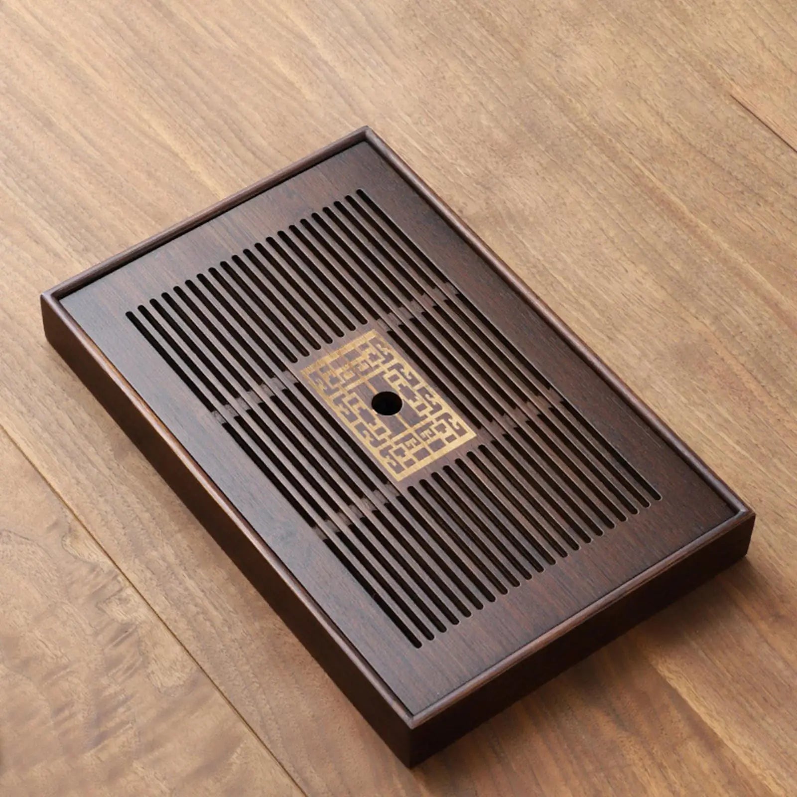 Product Image for Chinese Tea Tray with Water Storage Box Durable Simple Drainage Type Plate Tea Serving Tray for Teahouse Home Household Office, Medium