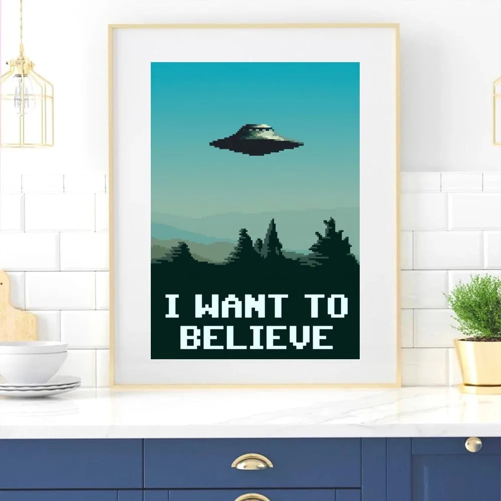 Product Image for Das X-Files I Want to Believe Poster Wohnraum Dekor Wohnzimmer Schlafzimmer Ästhetik Kunst Wandmalerei Aufkleber, z5 / 25X35cm