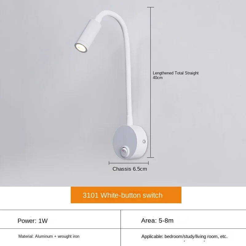 Product Image for Vielseitige LED-Wandlampe: Modern, Flexibel, Perfekt zum Lesen am Bett, Stil A Weiß / Warm Weiß (2700-3500K) / 110V-220V