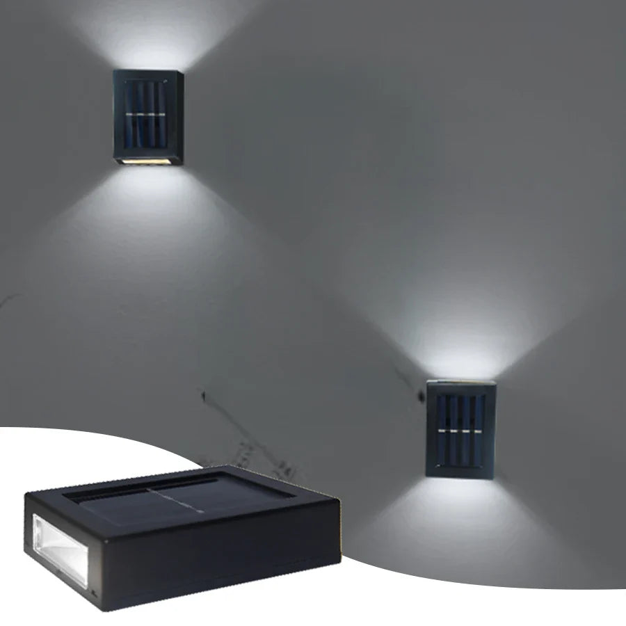Product Image for Wasserdichte LED-Solar-Wandlampe: Auf- und Abstrahlung für Balkon, Garten, Straße und Landschaft, Kalt Weiß / 2 Stück