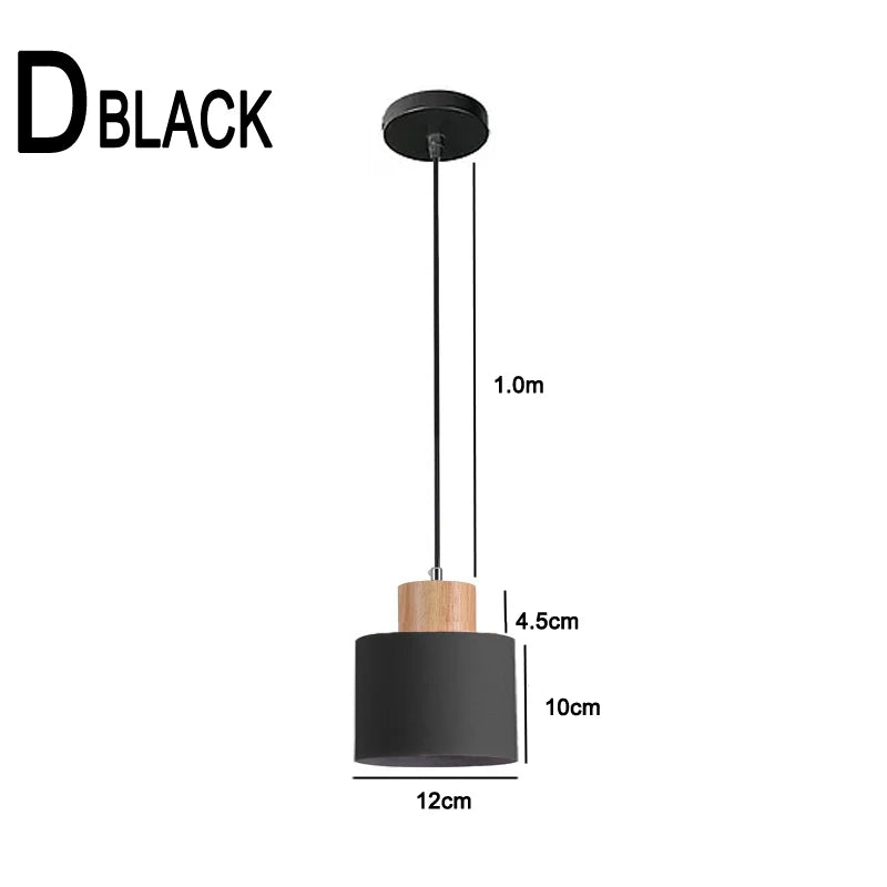 Product Image for Nordische LED-Pendelleuchten aus Metall und Holz - Moderne Hängelampen für Esszimmer und Küche, D-Black