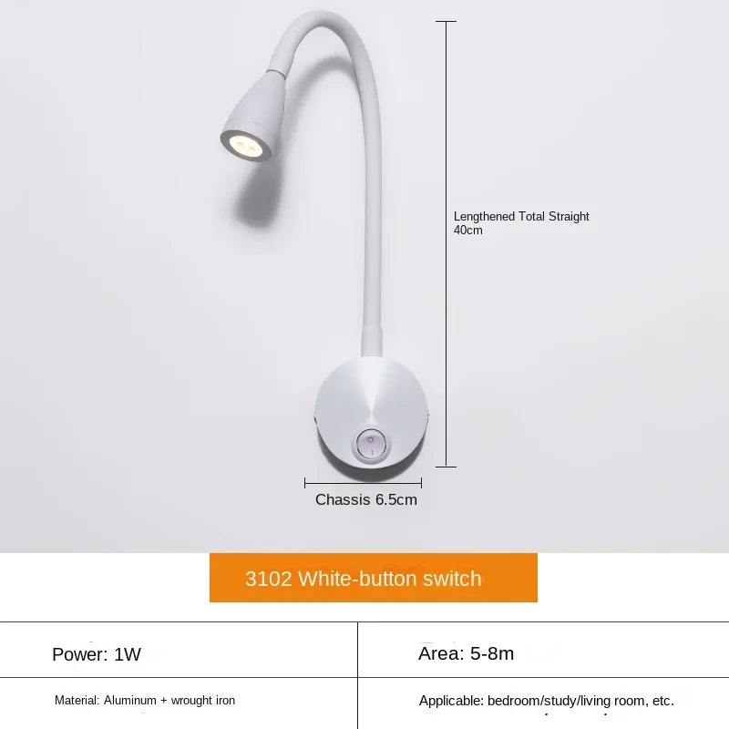 Product Image for Vielseitige LED-Wandlampe: Modern, Flexibel, Perfekt zum Lesen am Bett, Stil B Weiß / Warm Weiß (2700-3500K) / 110V-220V