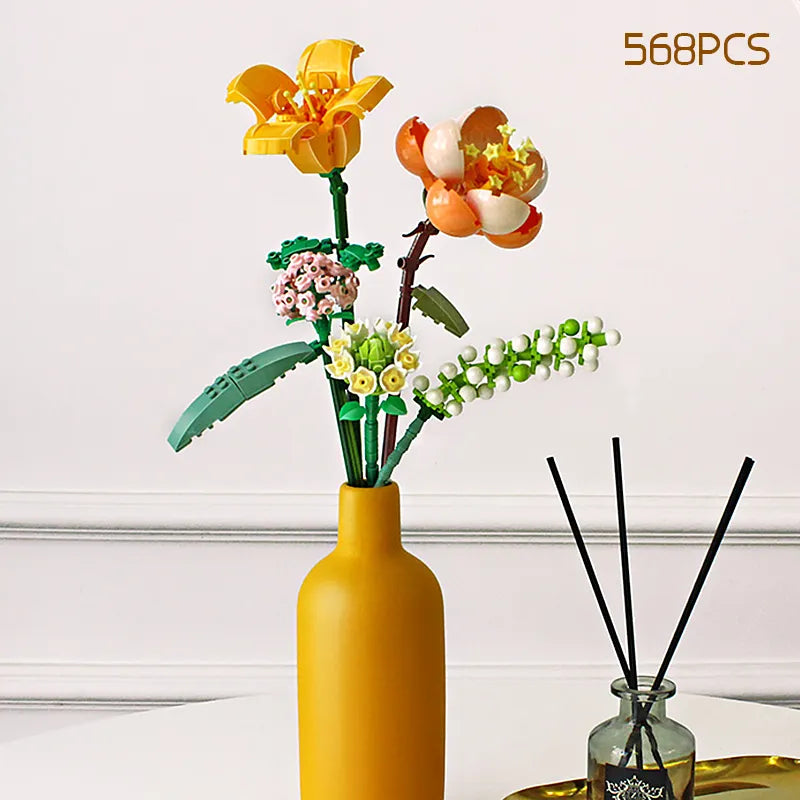 Product Image for Romantisches Rosen Blumenstrauß Bauklötze Ideen Simulation Modell Steine Heimdekoration DIY Spielzeug für Mädchen Geschenke, ohne Box 2
