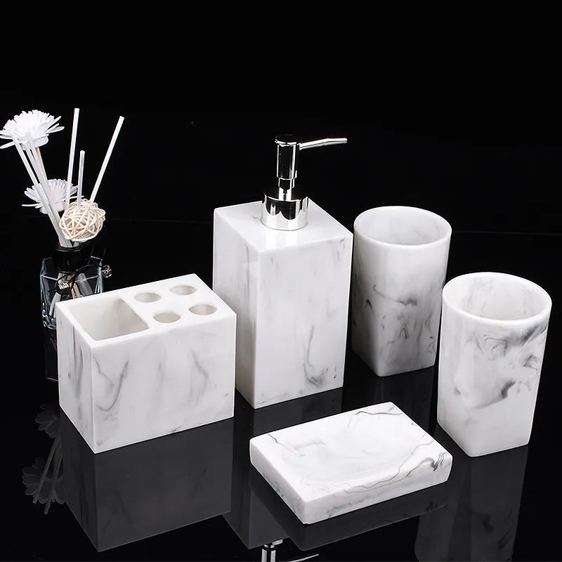 Product Image for Frendorf | AurumCasa Marmor Badezimmer-Set 5-teilig | Edles Design | Luxuriöse Badaccessoires für Zuhause, Weiß