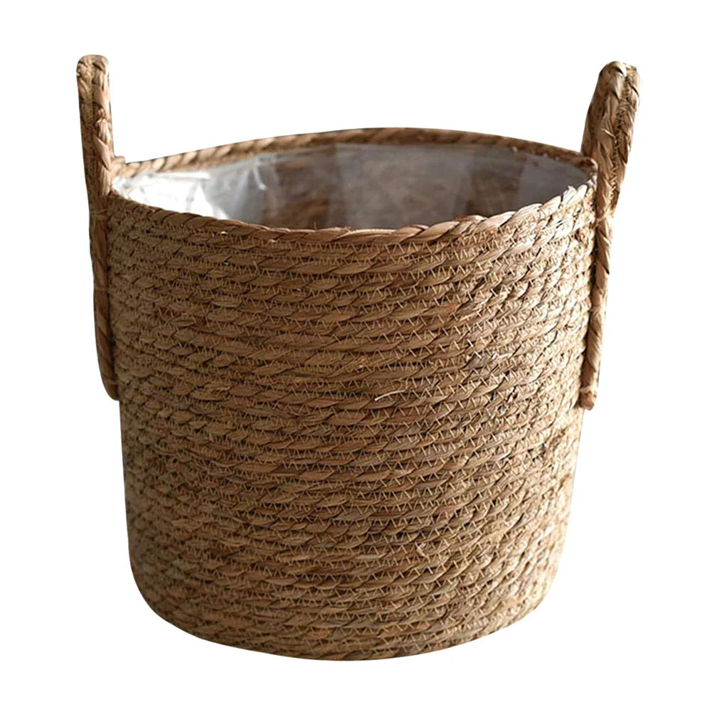 Product Image for Nordic Extra Large Straw Flower Pot Seaweed Storage Basket Potted Green Plant Flower Basket Hand Woven Floor Indoor Flower Pot, M