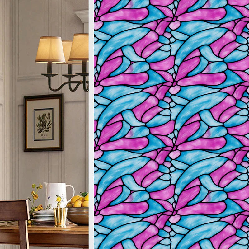 Product Image for bunte Blumen Vögel Ansicht Glas Aufkleber, L / 45X100CM