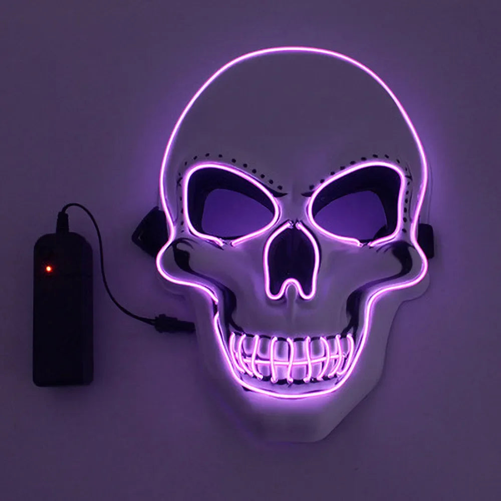 Product Image for LED Halloween Horror Skull Maske - Leuchtende Cosplay Maske für Halloween Party Dekoration, LILA