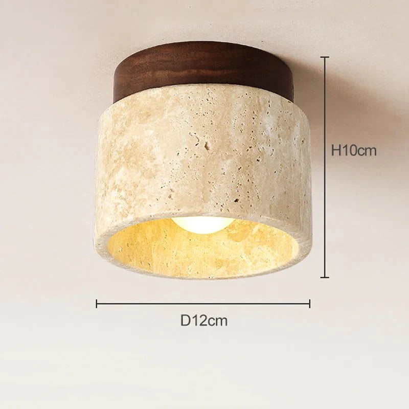 Product Image for Wabi Sabi Gelbe Marmor Deckenleuchte, Walnussbasis / Warmweiß