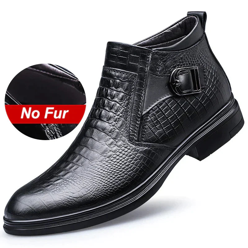 Product Image for Frendorf | BERNARD | Stilvolle Echtleder Herren Winterstiefel, Schwarz ohne Pelz / 44