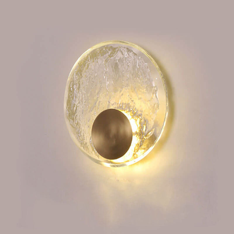 Product Image for Modern Ice Cracked Glass Copper Round LED Wall Sconce Lamp, Small / Warm Light (3000K) / 220V-240V For UK/AU