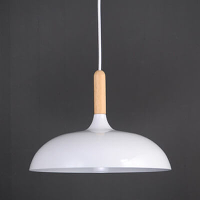 Product Image for Frendorf | WoodDome Moderne Pendelleuchte | Holz-Metall-Design | LED-Lampe | Dome-Stil | Verschiedene Größen & Farben, 40cm - Schwarzes Kabel + 