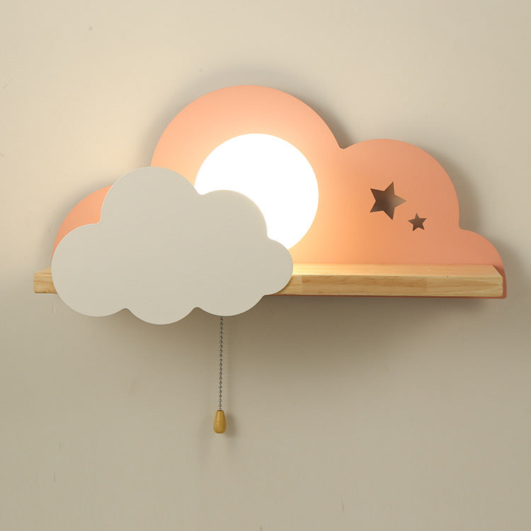 Product Image for Nordic Macaron Cloud Glas Holz 1-Licht Wand sconce Lampe, Rosa / 220V-240V Für UK/AU