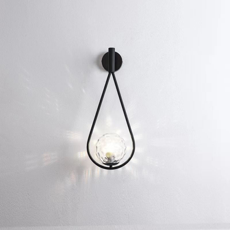 Product Image for Zeitgenössische skandinavische Glasball-Ovalring 1-Licht Wandleuchte Lampe für das Wohnzimmer, Schwarz + Wasserwellenfarbe / 110V-120V für US/CA