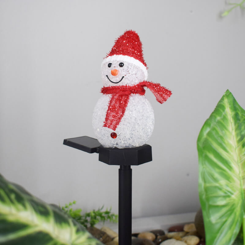 Product Image for Weihnachtlicher Solar-Schneemann Außen LED-Dekoration Bodenstecker Landschaftslicht, Rot