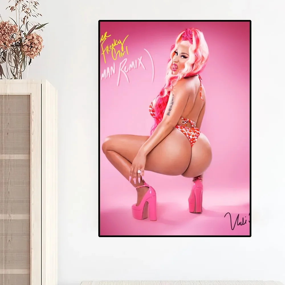 Product Image for Moderne Pink Ästhetik Wandkunst Sängerin Nicki Mina HD Öl auf Leinwand Poster und Drucke Home Schlafzimmer Wohnzimmer Dekor Geschenke, kein Rahmen-3 /