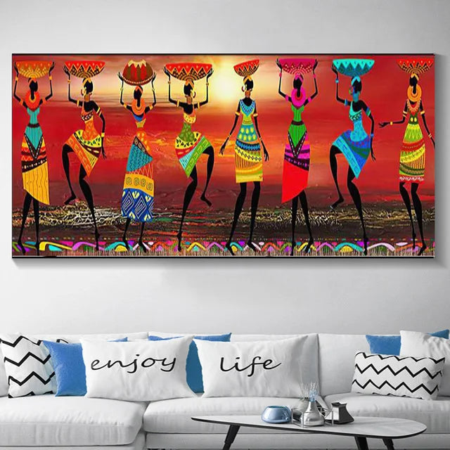 Product Image for Große Größen Abstrakte Afrikanische Frau Leinwandmalerei, 5 / 70x140cm Unrahmt