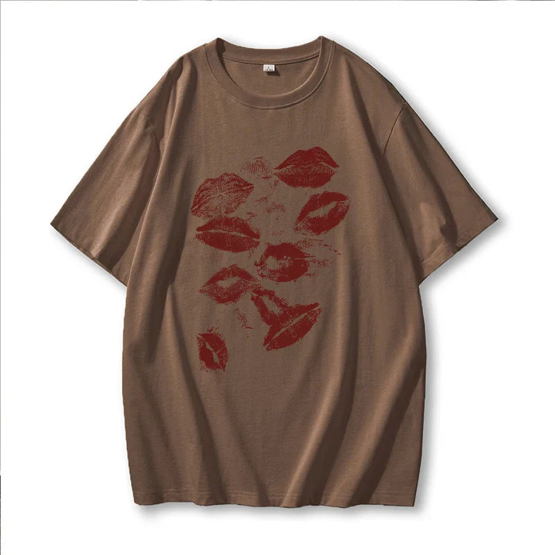 Product Image for Lip Marks T-Shirt, Braun / L