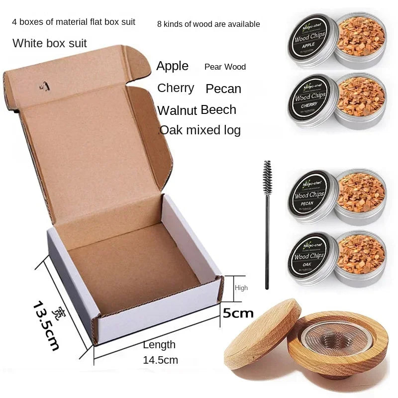 Product Image for Holz-Cocktail-Räucher-Set: Verleihen Sie Ihren Getränken einen rauchigen Geschmack - Ideal für Whiskey und Barzubehör, weißes Boxset