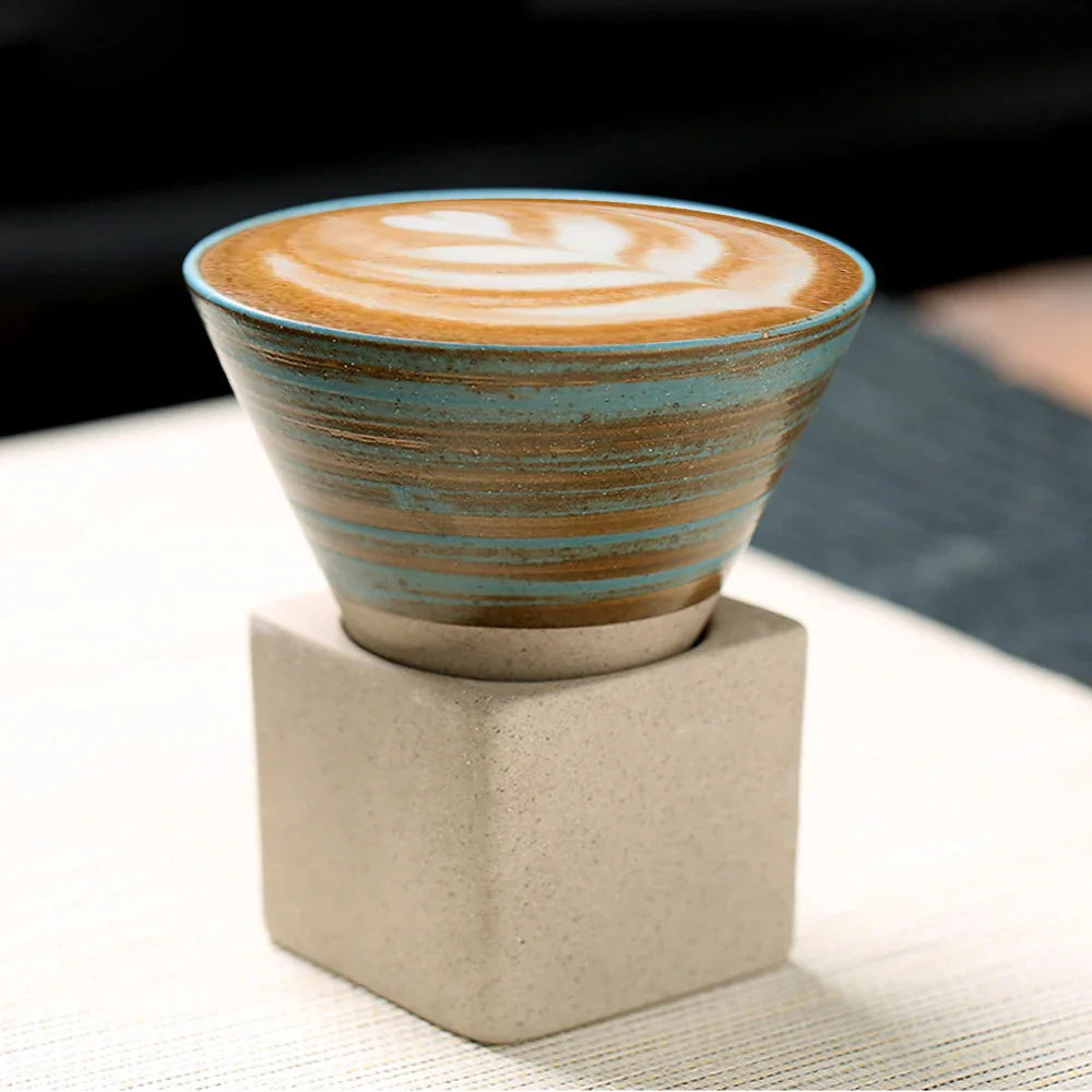 Product Image for Japanische Kaffeetasse mit Untertasse, 1 Stück, Retro-Keramik-Teetasse, Becher, Latte, Espresso, Pull0, Blumen-Cappuccino, neue Keramiktasse, 100 ml/