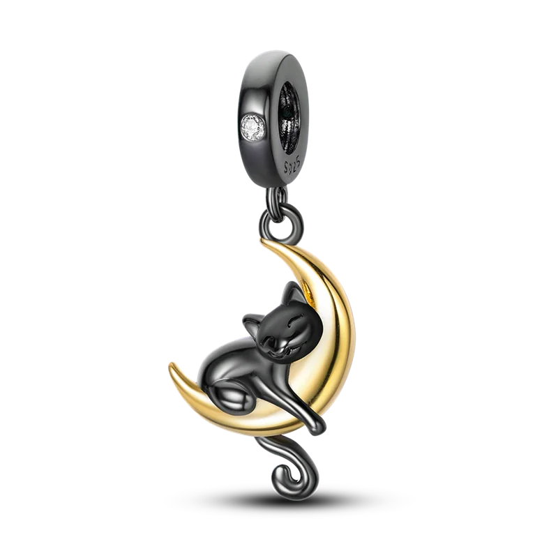 Product Image for Frendorf | 925 Silber Goldener Leopard Charms Perlen Bunte Chamäleon Nashorn Löwe Skarabäus Katze Anhänger Passend für Original Pandora Armband 