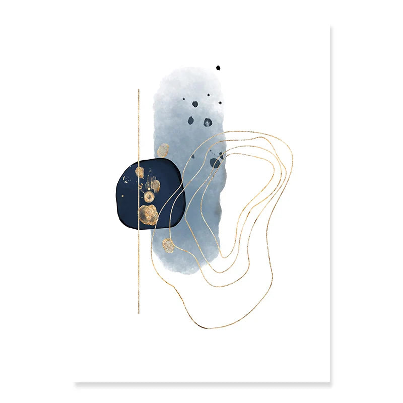 Product Image for Watercolor Abstract Beige Pink Gold Poster Boho Canvas Print Painting Geometric Wall Art Picture Living Room Interior Home Decor, Blue B / A4 21x30 cm