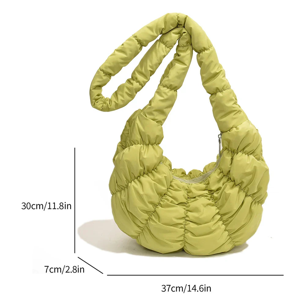 Product Image for Puff Croissant Schultertasche, Limettengrün (37 x 30 x 7cm) / Croissant Schultertasche