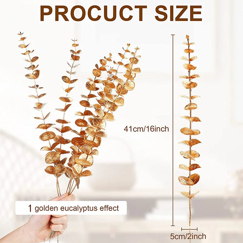Product Image for 10/20PCS künstliche Eukalyptusblätter für DIY Kränze & Wohnkultur, Gold