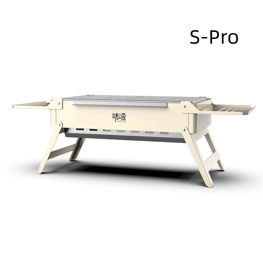 Product Image for Abnehmbarer Campinggrill - Tragbarer Miniherd Klappgrill, langlebiger faltbarer BBQ-Grillständer, Outdoor-Kochgeschirr, Beige S-Pro