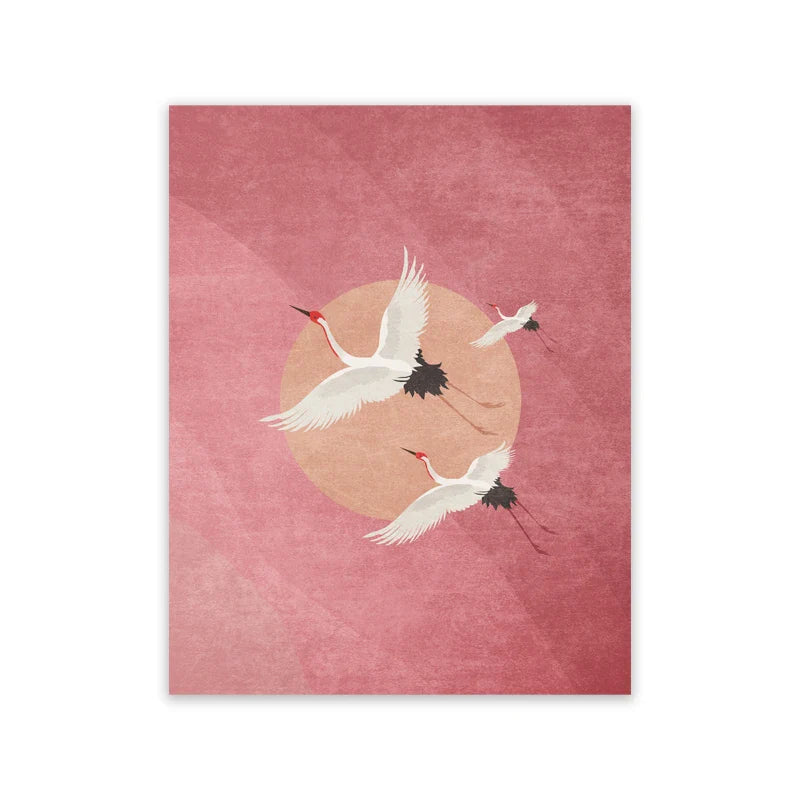 Product Image for Flying Crane Hokusai Ekletik Küsten Wandkunst, 2 / A4 21x30 cm Ohne Rahmen
