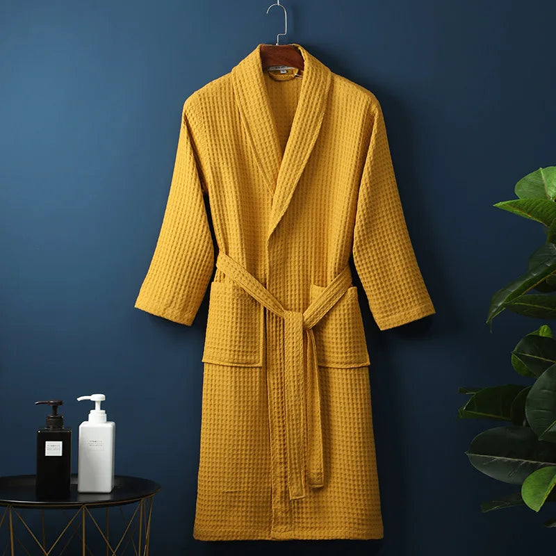 Product Image for Frendorf | Bademantel aus Baumwolle – Weich atmungsaktiv und perfekt für Zuhause oder Spa, Gelb / Damen L